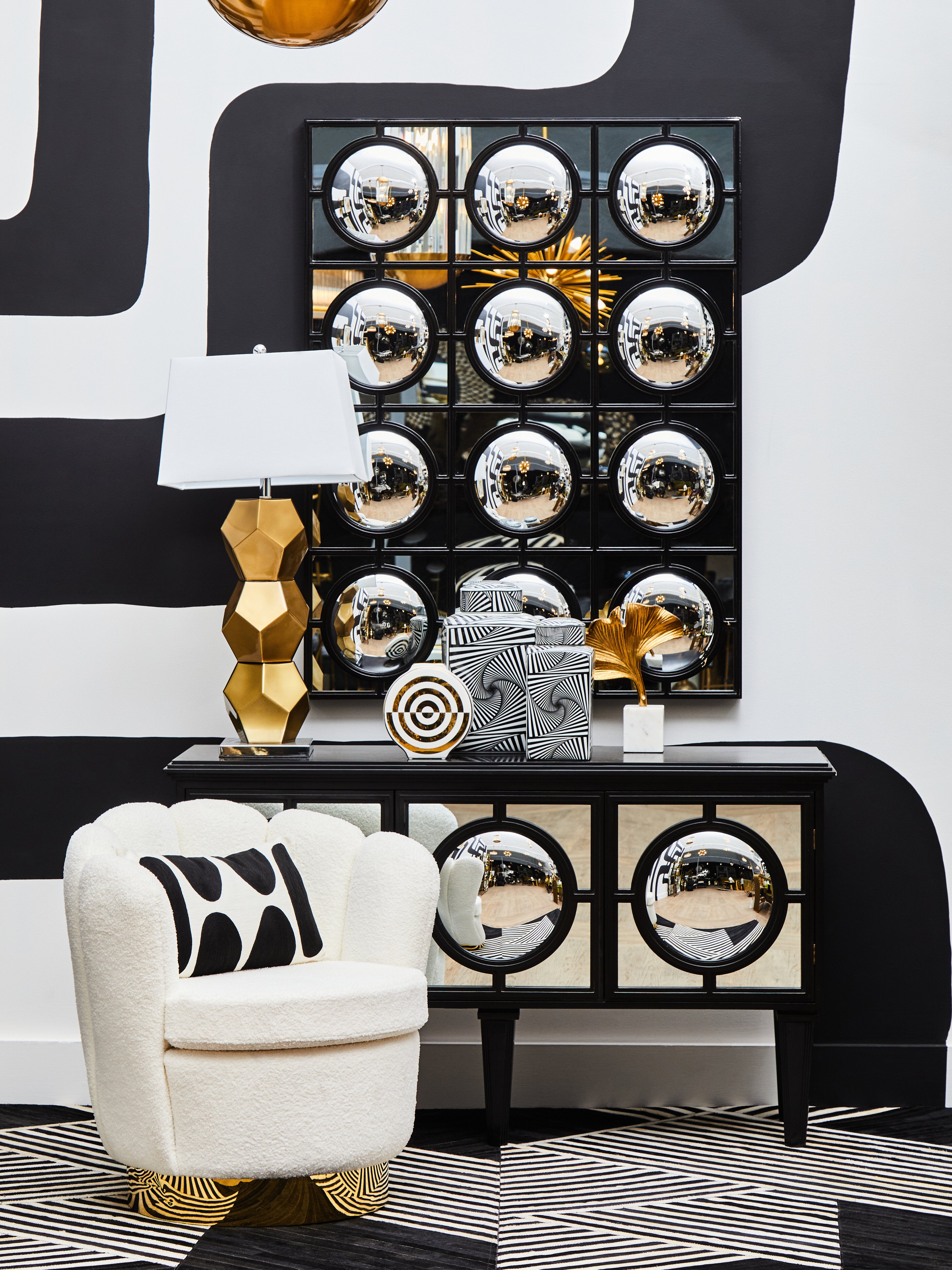 Alcoa Off White Velvet & Gold Shell Armchair